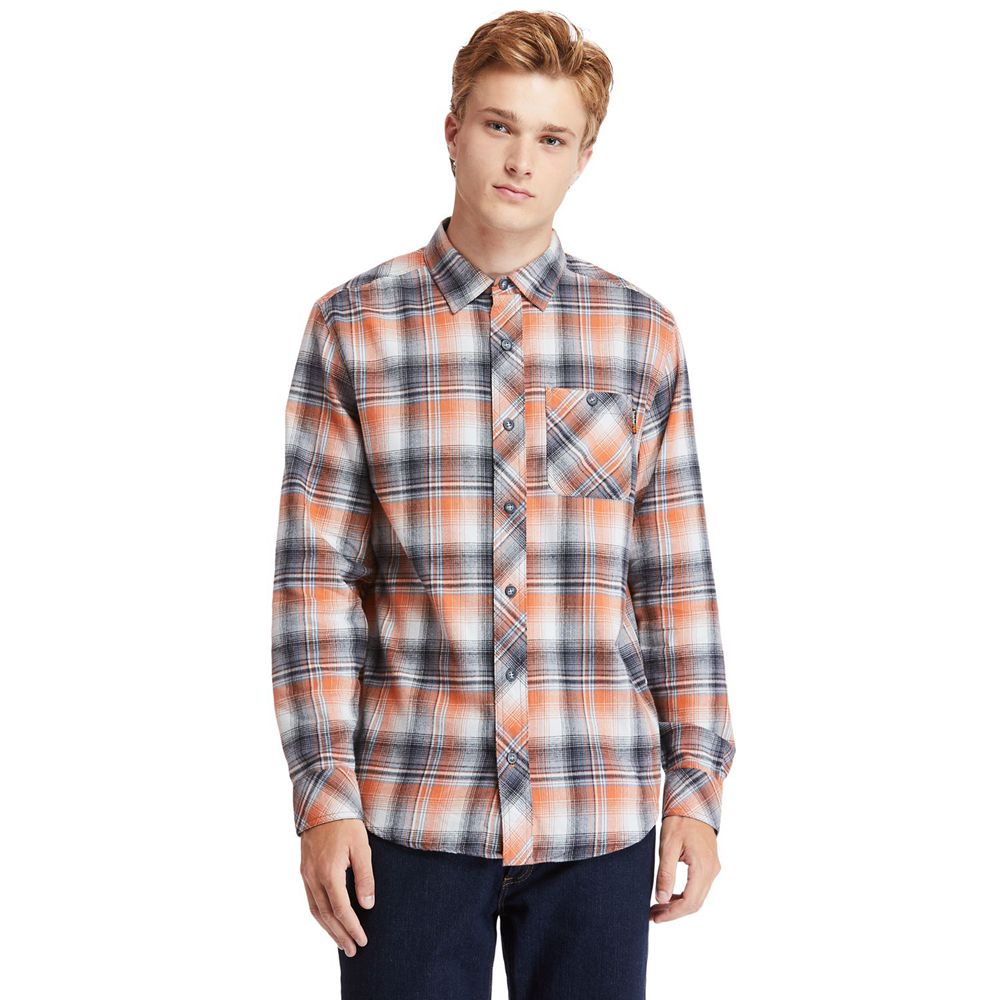 Camisa Timberland Argentina Hombre - Pro® Woodfort Midweight Flannel Work - Naranjas - AXUDGS-412